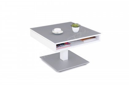 Rimini Slice von Kollektion Letz - Couchtisch in Signalweiß / Silber