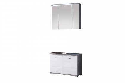 Pool aus der Kollektion Letz - Badezimmer in Betonoptik und Weiß Hochglanz