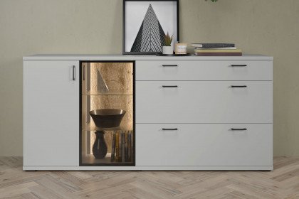 Yannik von Gallery M - Sideboard grey-white/ sandgestrahlte Eiche