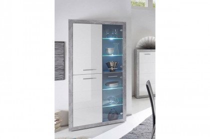 Stone aus der Kollektion Letz - Vitrine in Beton/ weiß