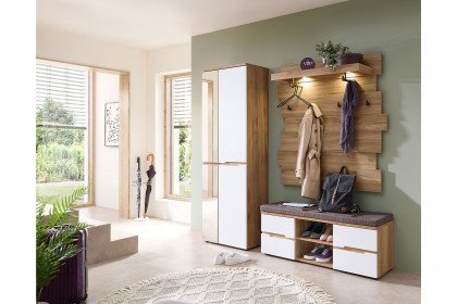 Clyde von vito - Garderobe in Weiß supermatt/ Mauvella Oak