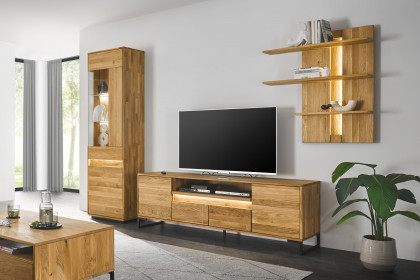 TEXAS aus der Kollektion Letz - Wohnwand Wildeiche natur geölt inklusive Beleuchtung