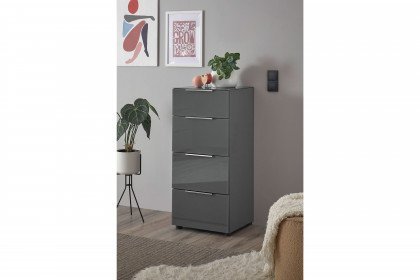 Santorin aus der Kollektion Letz - Kommode in Anthrazit mit vier Schubkästen