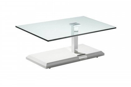 Figaro-Living 2710 von Bacher - Couchtisch in Reinweiß/ Klarglas