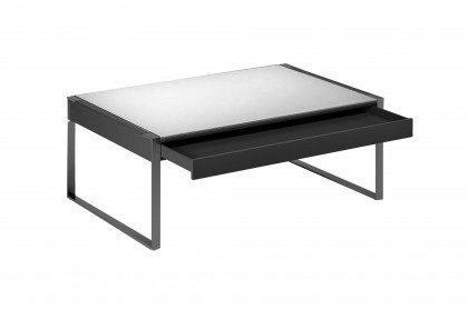 Grafa 3131 von Bacher - Couchtisch in Schwarz mit weißer Glasplatte