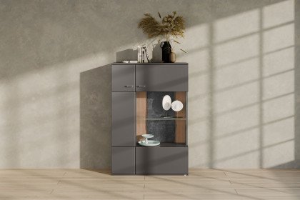 Tacoma von set one by Musterring - Highboard in Graphit mit Schieferapplikation