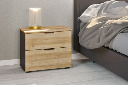 Nachttisch Typ 01 von JUTZLER - Nachtschrank mit 2 Schubfächern Eiche - schwarz
