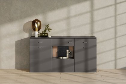 Tacoma von set one by Musterring - Sideboard in Graphit/ Eichenrinde