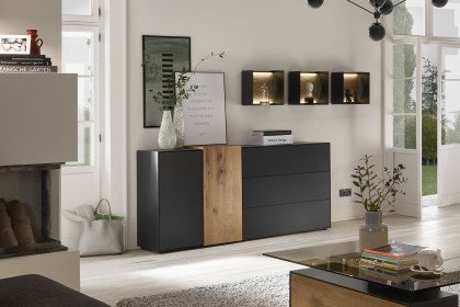 Trevio von Musterring - Sideboard Kerneiche massiv/ Lack anthrazit