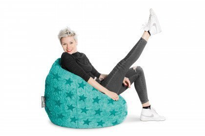 BeanBag Fluffy Stars aus der Kollektion Letz - Sitzsack Sterne in Türkis XL