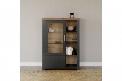 York von set one by Musterring - Highboard in Anthrazit/ Artisan Eiche