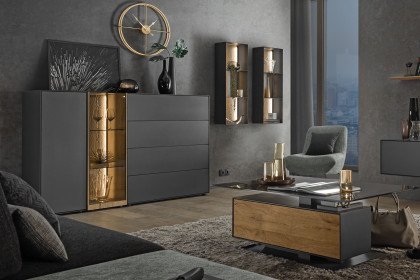 Trevio von Musterring - Highboard Kerneiche massiv/ Glas