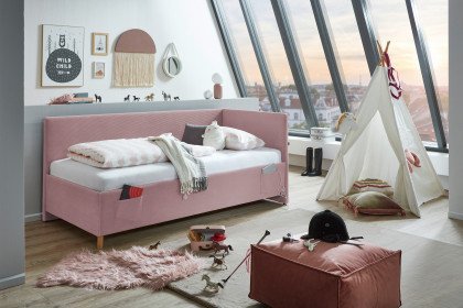 Cool von Meise Möbel - Polsterbett 90 mit Rückwand in Rose
