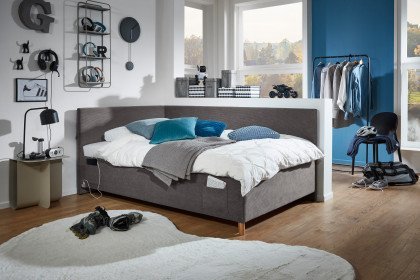 Cool von Meise Möbel - Polsterbett 140 mit Rückwand in Anthracite