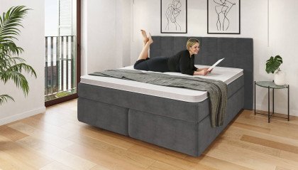 Systembett von Abrilux - Boxspringbett Arosa dunkelgrau