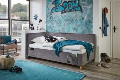 Fun von Meise Möbel - Polsterbett 90 mit Rückwand in Grau