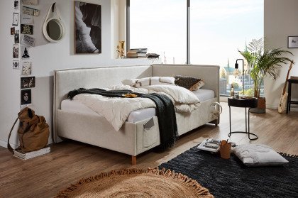 Fun von Meise Möbel - Polsterbett 120 mit Rückwand in Beige