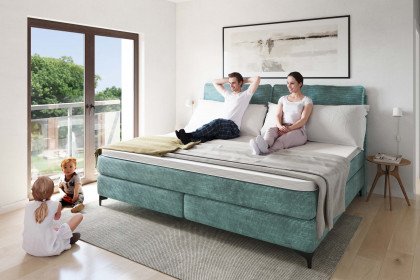 Systembett von Abrilux - Boxspring-Familienbett Relax petrol