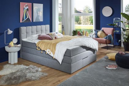 Luca von Sofa-Team - Boxspringbett hellgrau