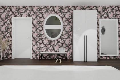 Longline von JUTZLER - Drehtürenschrank schmal 2-türig schwarz - Glas weiß