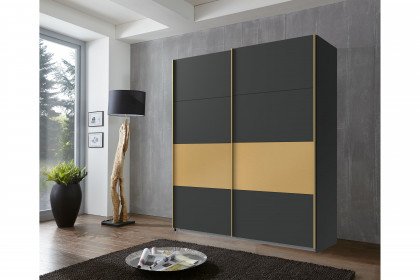 Dubai von Wimex - Schrank 2-türig grafit mit goldfarbener Absetzung, in 3 Breiten wählbar
