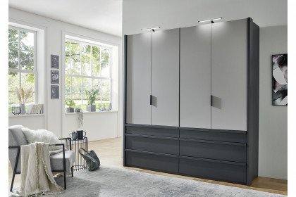 Oxford von Wimex - Kombikleiderschrank mit Falttüren graphit/ saharagrau