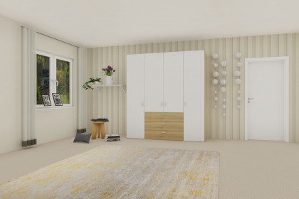 Longline von JUTZLER - Kombischrank 4 Türen mit Dämpfung Eiche - weiß