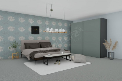 Slideline von JUTZLER - Schwebetürenschrank mit Dämpfern schwarz - salbei
