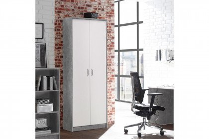 Optimus aus der Kollektion Letz - Schrank 2-türig mit Fachböden Beton - weiß